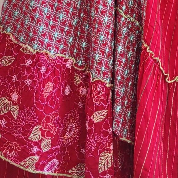 Johnny Was Boho Tiered Floral Patchwork Midi Skirt Flowy Hippie Size Small - Picture 8 of 14